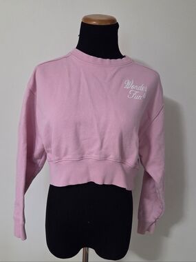 Zara  Girls Pink Cropped Graphic Print Sweatshirt Size 13-14